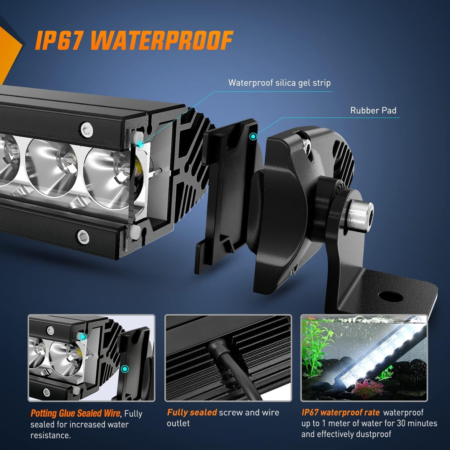 - NI04-100W 17" 80W LED Work Light Single Row Spot Flood Combo LED Light Bar Driving Lights Offroad Lighting - 2 Style Mounting Brackets,2 Years Warranty