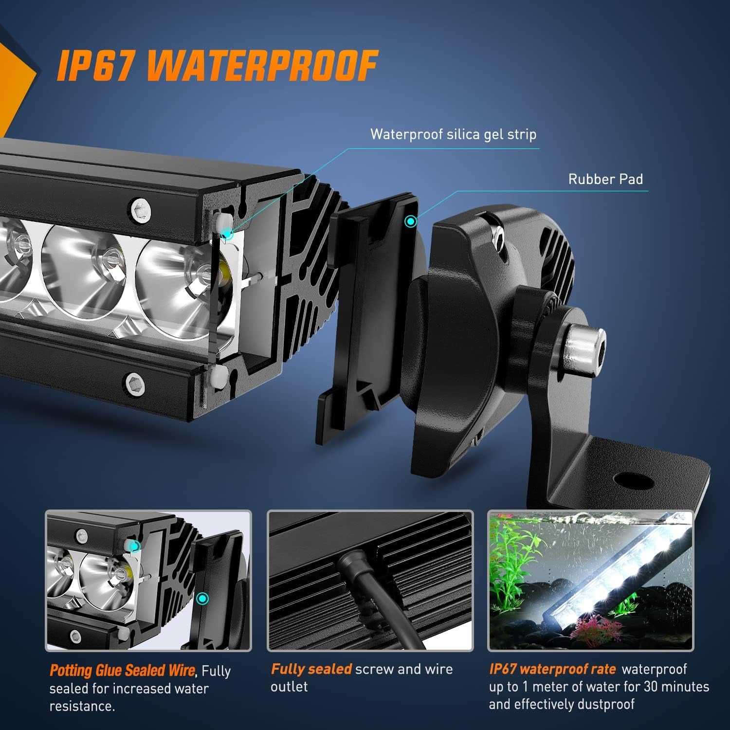 - NI04-100W 17" 80W LED Work Light Single Row Spot Flood Combo LED Light Bar Driving Lights Offroad Lighting - 2 Style Mounting Brackets,2 Years Warranty