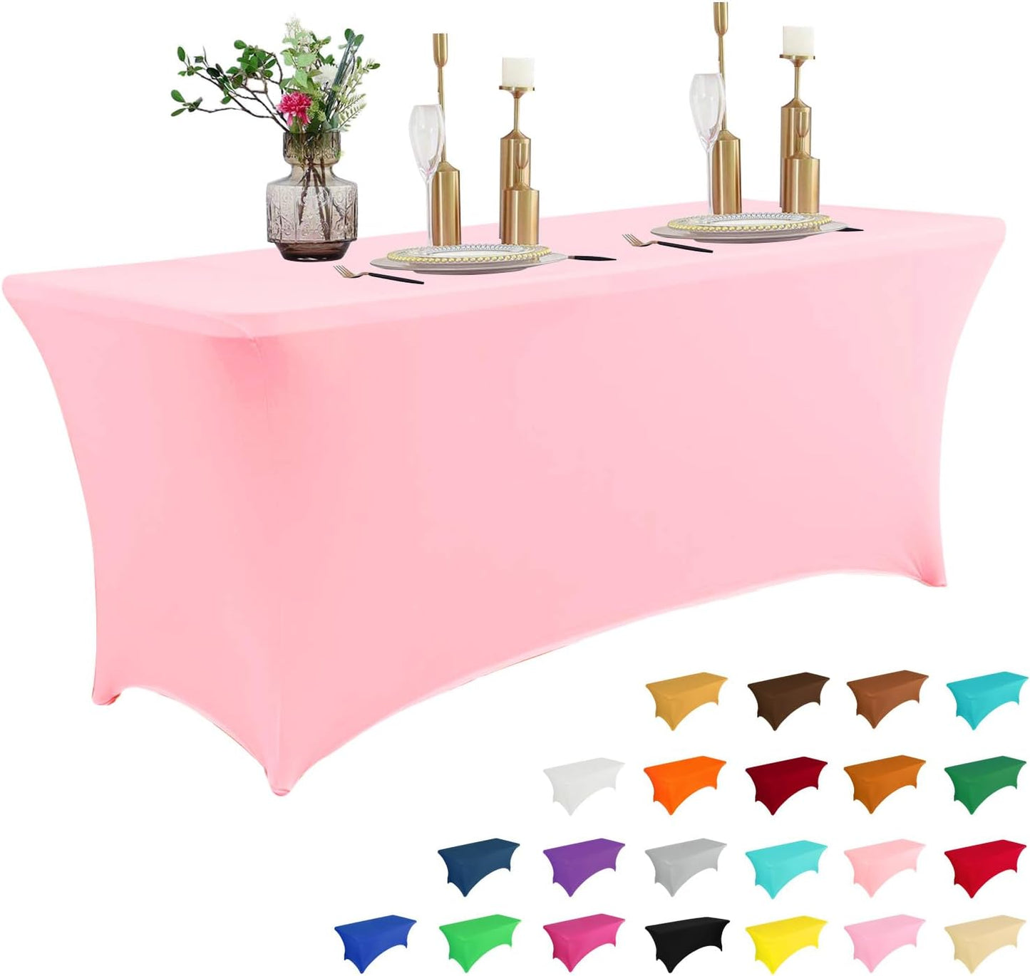 2 Pack 6FT Table Cloth for Rectangular Fitted Events Stretch Black Table Covers Washable Table Cover Spandex Tablecloth Table Protector for Party, Wedding, Cocktail, Banquet, Festival