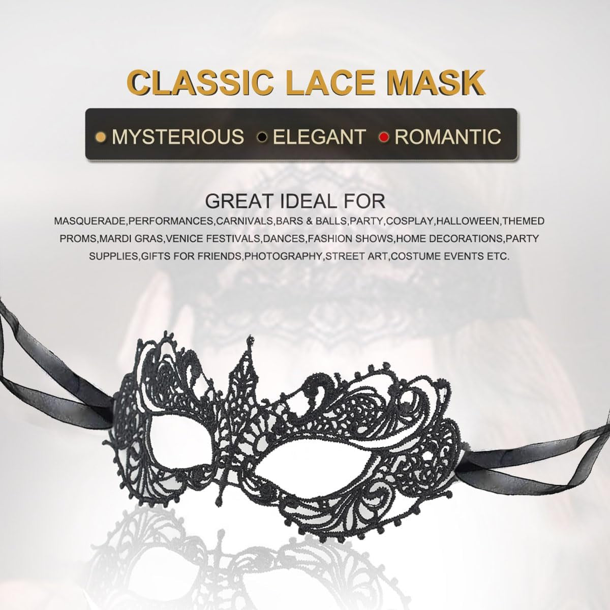Masquerade Mask for Women Venetian Lace Eye Masks for Party Prom Ball Costume Mardi Gras Party Supply
