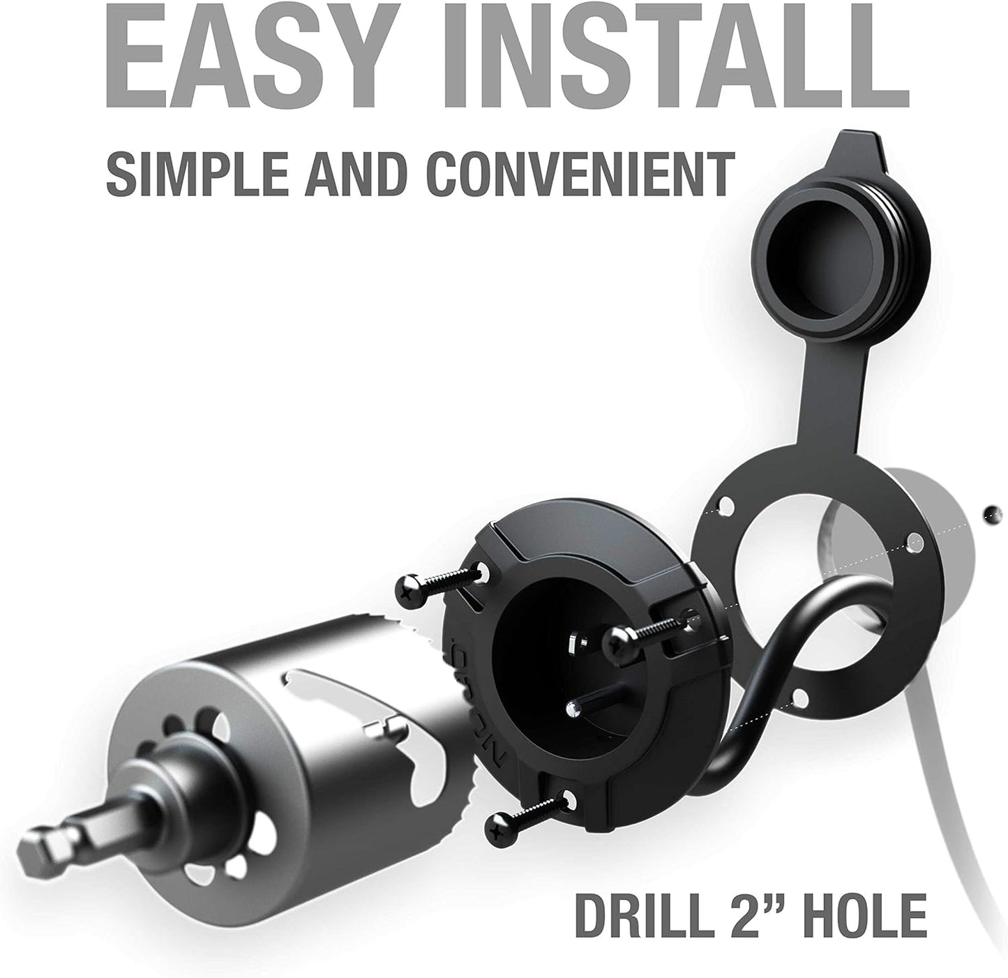 GCP1 15A AC Port Plug, 125V Power Inlet Socket, and Waterproof Electrical Outlet Receptacle Box with 16-Inch Integrated Outdoor Extension Cord