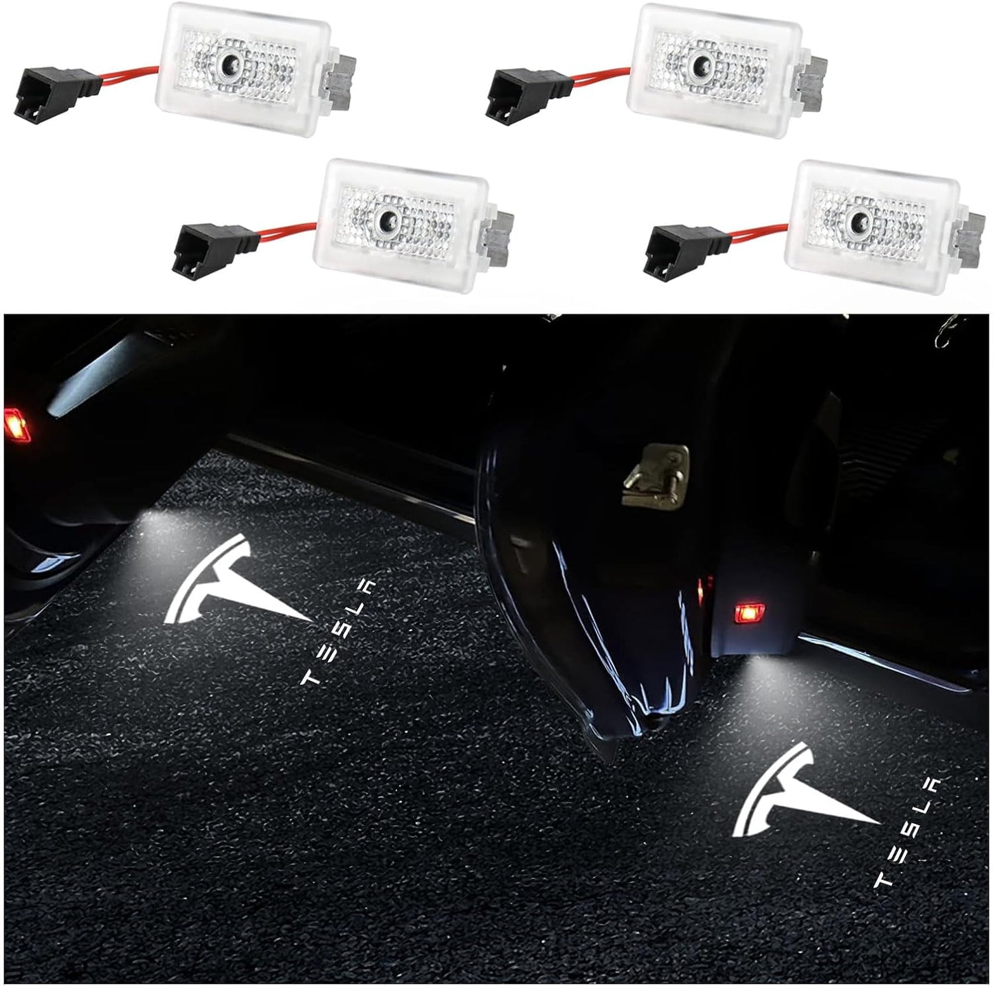 Puddle Lights Compatible with Tesla Model Y/3/S/X Accessories, Ultra-Bright Welcome Light, Door Projector Lights