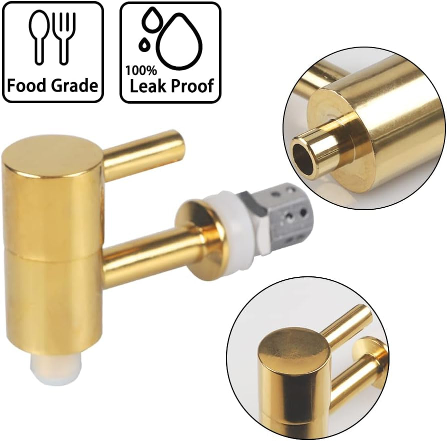 Beverage Dispenser Faucet Stainless Steel Spigot Gold Chrome Valve Replacement Tap No-Lead with Anti-Clogging Cap for Glass Jar Wine Beer Barrel Drink Dispenser by Gwenb（0.47”/12Mm）
