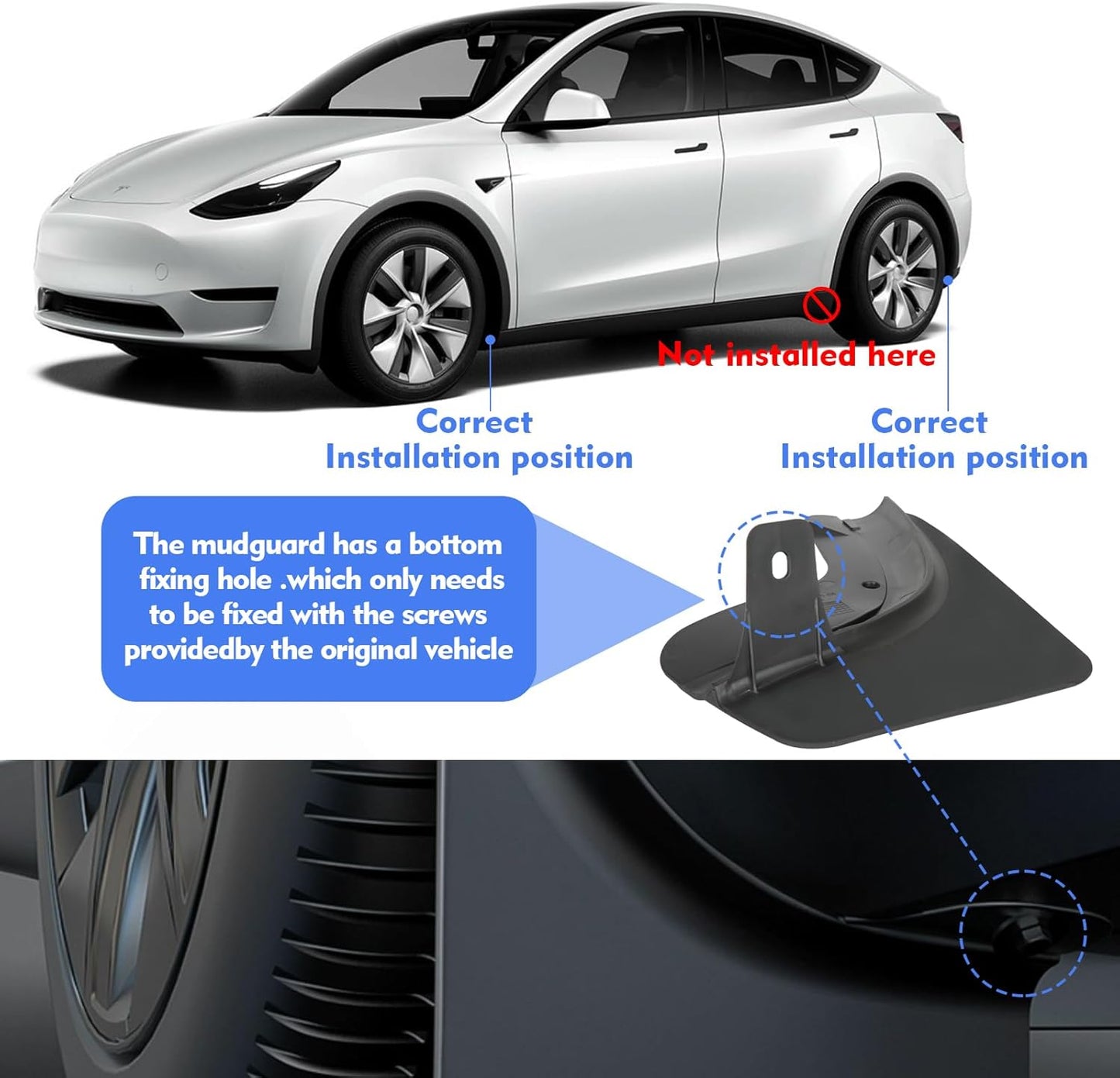 Model Y Mud Flaps for Tesla Model Y Accessories 2024 Mud Flaps Tire Splash Guards Fit for Model Y 2024 2023-2020 No Drilling Splash Guard (Model Y 2024-2021)