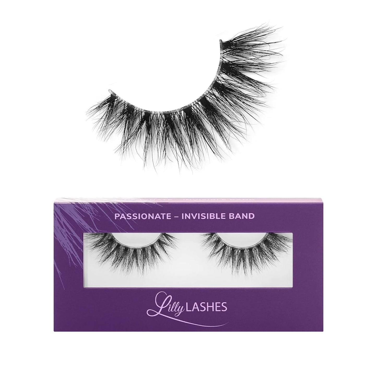 Sheer Band, False Eyelashes W/Invisible Band Lashes, False Lashes Natural Look, Wispy Lashes Style, Clear Band Lashes, Reusable Eyelashes 20X, Lash Glue Not Included, 13.5Mm (Persuasive)