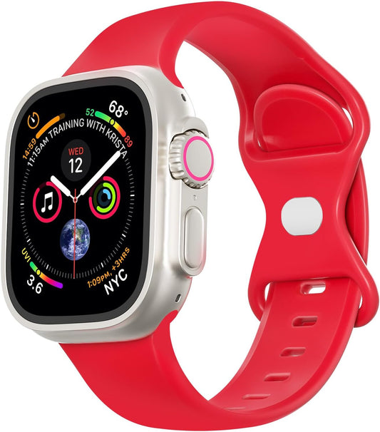 Silicone Band Compatible with Apple Watch Band 38Mm 40Mm 41Mm 42Mm 44Mm 45Mm 49Mm, Soft Silicone Sport Bands Replacement Strap for Apple Watch Ultra 2 Ultra SE Series 9 8 7 6 5 4 3 2 1 for Women Men