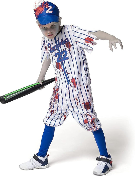 Scary Boys Home Run Horror Baseball Player Zombie Children Halloween Role Playing Costumes Scary for Kids