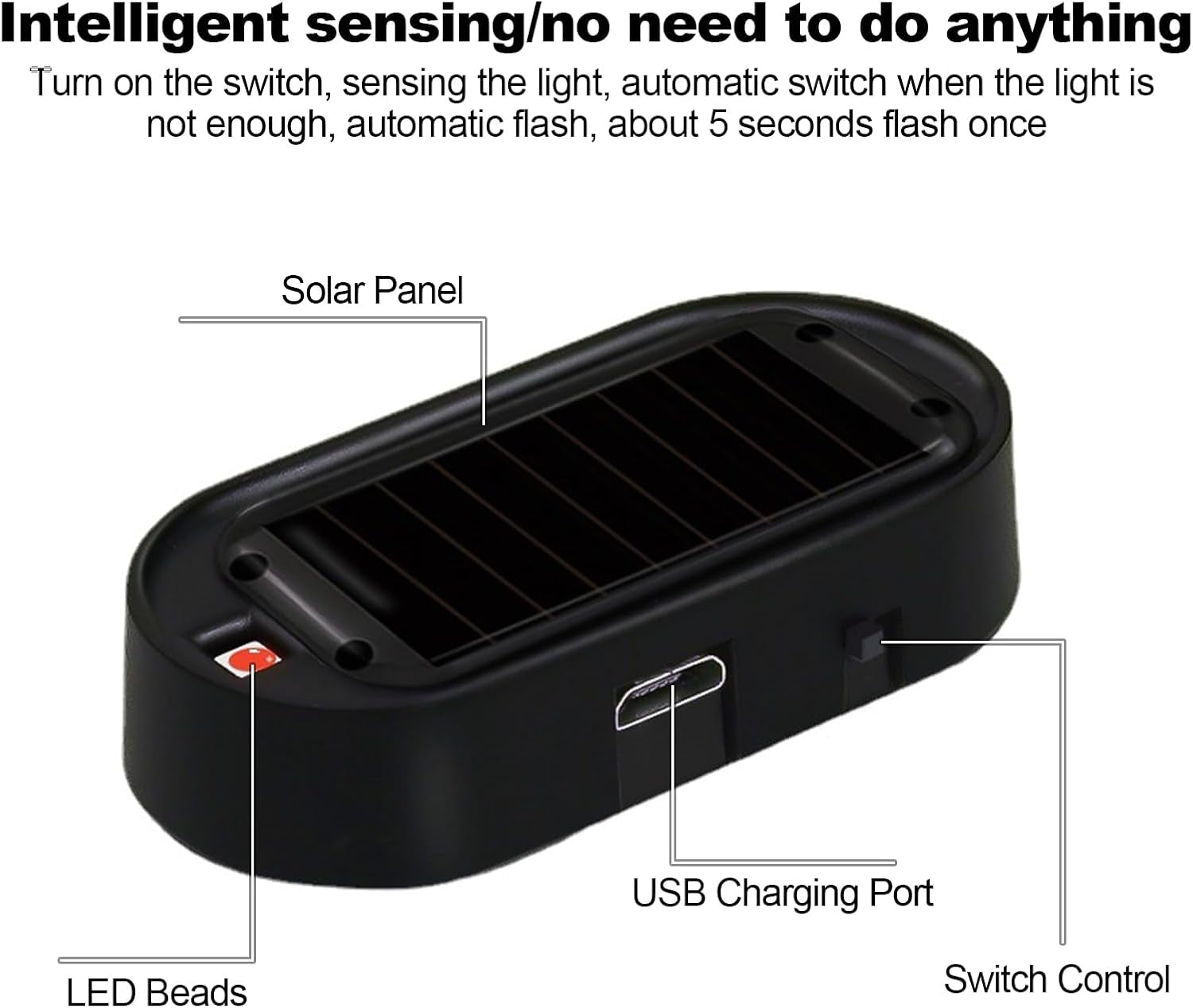 Car Solar Power Simulated Dummy Alarm，New Model&Brighter & Clearer，Anti-Theft LED Flashing Security Light Fake Lamp with USB Charger Port，2Pcs (Red & Blue) TRUCK DRIVER