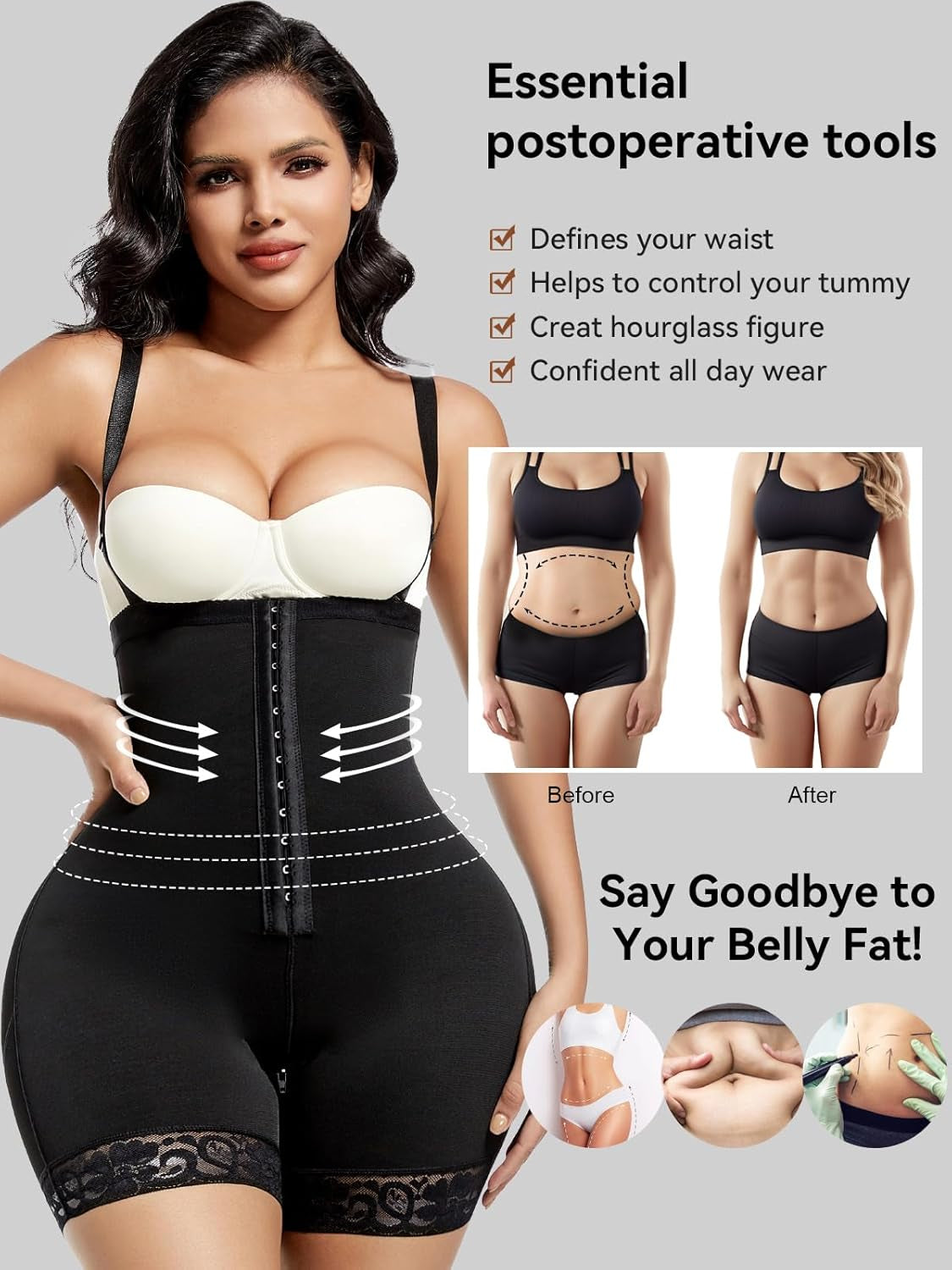 Fajas Colombians Shapewear Tummy Control Post Surgery Compression Garment Waist Shaping Hip Lifter for Women