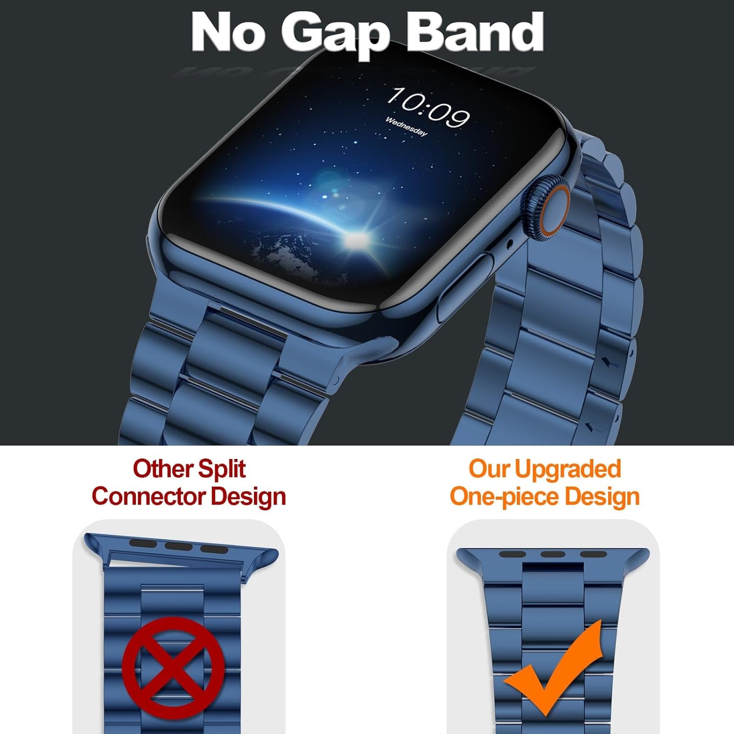 Compatible with Apple Watch Band 41Mm 40Mm 38Mm, Upgraded Stainless Steel Replacement Original Iwatch Bands for Series 9 Ultra 8 7 6 5 4 3 2 1 Women,Blue