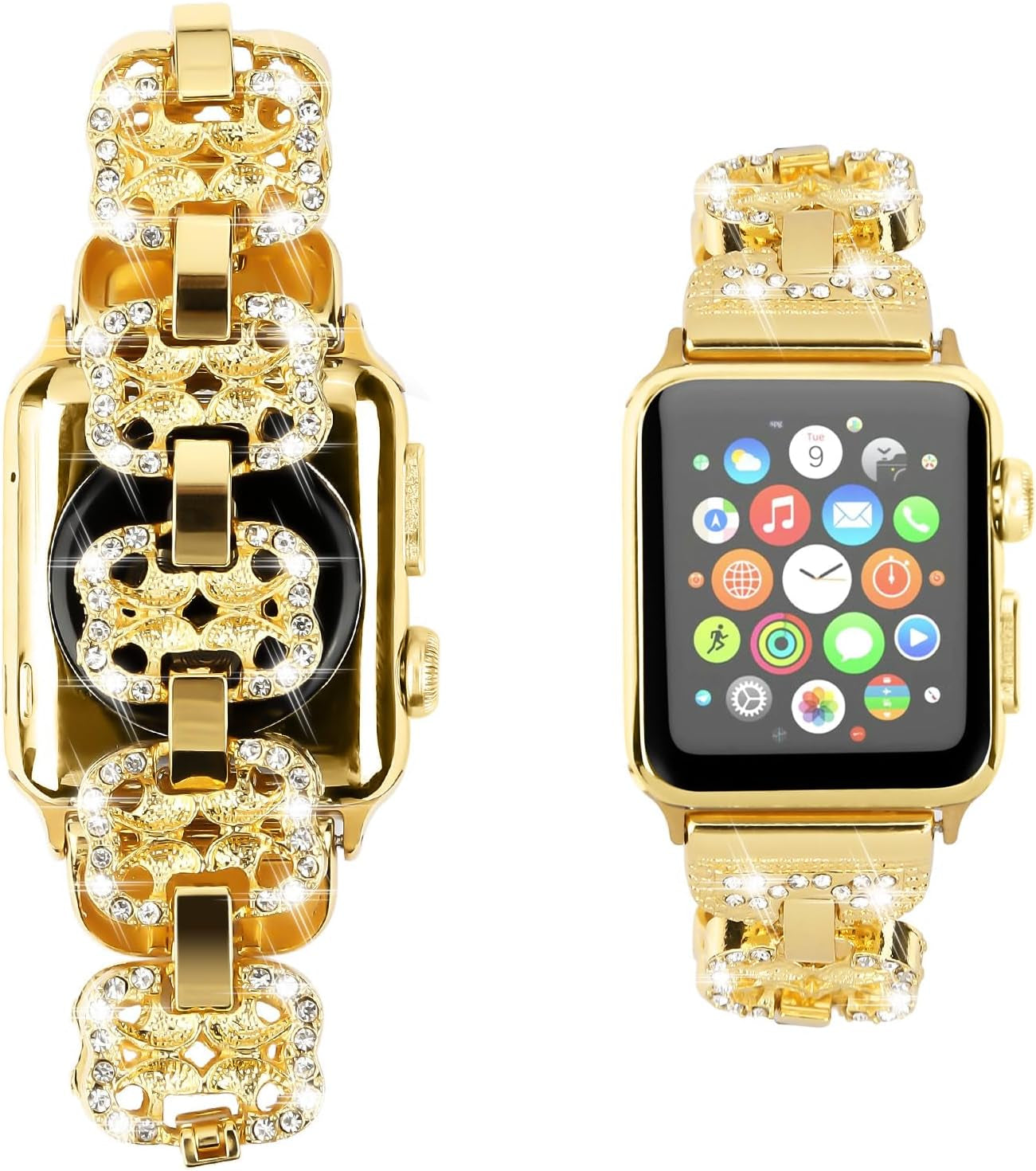 Rhinestone Bracelet for Apple Watch Band Series 9 8 7 6 5 4 3 2 1 SE 41Mm 38Mm 40Mm 49Mm 45Mm 42Mm 44Mm Women Girl Adjustable Jewelry Handmade Gift Replacement Strap for Iwatch Band
