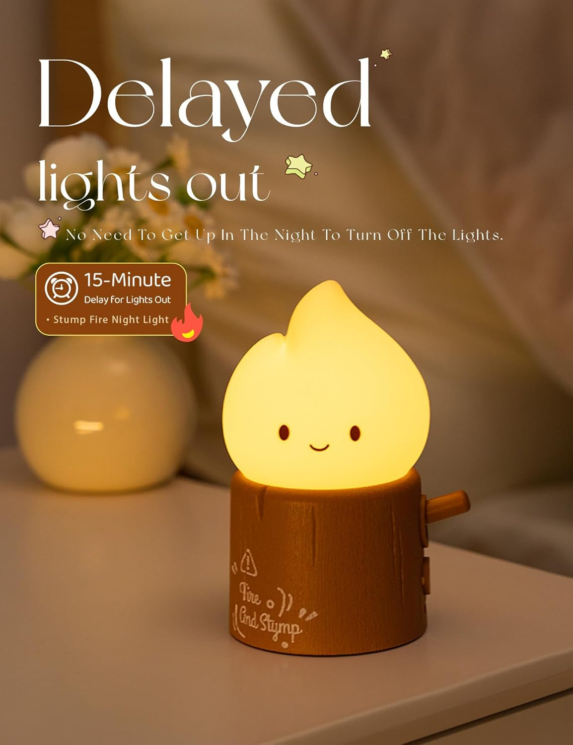 Flameless Candles Lamp, Cute Night Light,Torch Stump Light, LED Tea Lights Candles Rechargeable Night Light,Suitable for Kids Lamp Bedroom,Outdoor,Camp, Gift, Christmas,Halloween