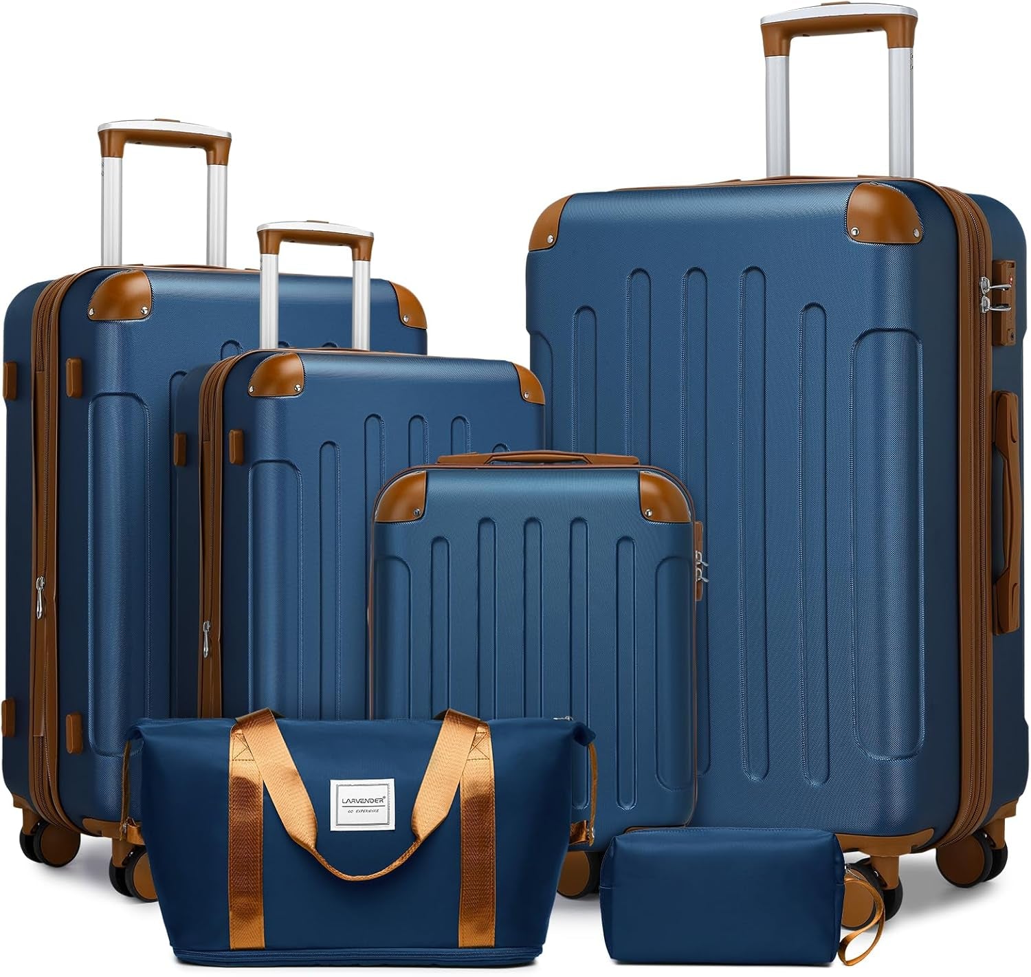 Luggage Sets 6 Piece Hardshell Expandable Suitcases with Spinner Wheels TSA Lock, Lightweight ABS Travel Carry on Suitcase Set for Women, Black Brown