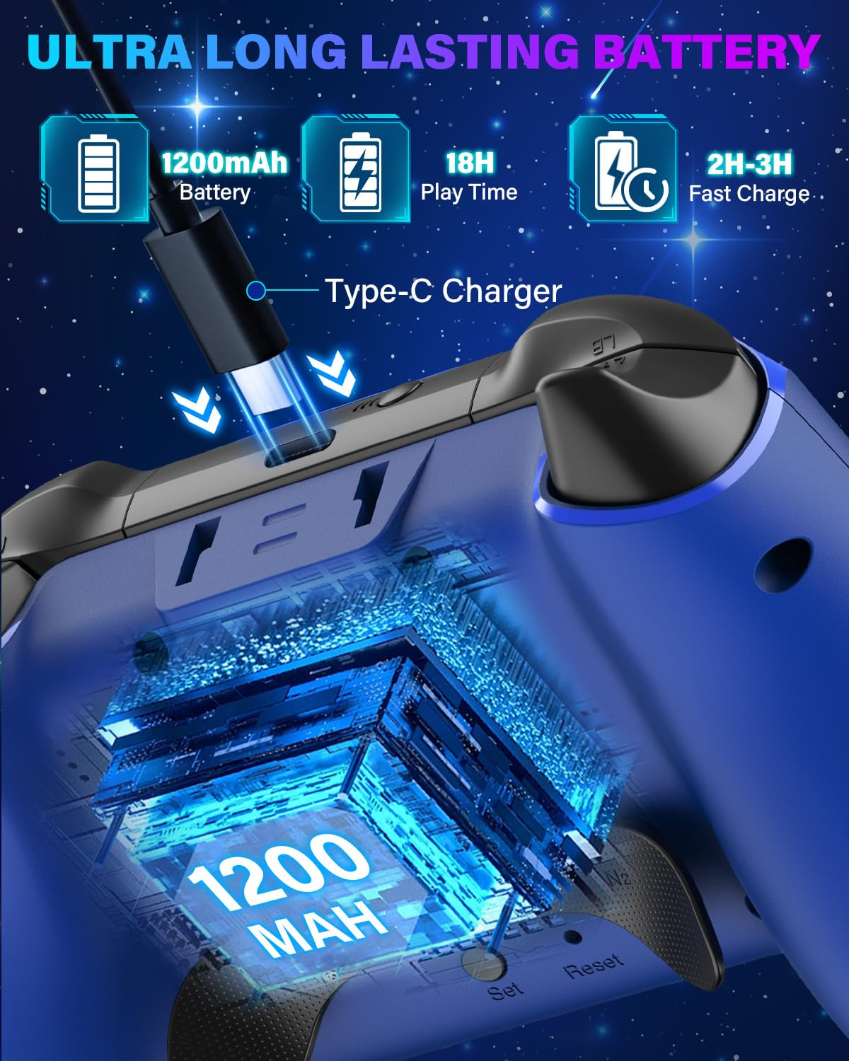 Wireless Switch Controllers for Nitendo Switch/Oled/Lite, 1200Mah Switch Pro Controller with 10 Color Light Modes, Rechargeable Switch Turbo Control with Turbo, Vibration, 6-Axis Gyro, Wake Up