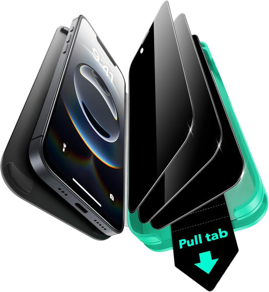 3 Pack 9H+ Glass for Iphone 16E/Iphone SE 4/Iphone 14/Iphone 13/Iphone 13 Pro Privacy Screen Protector, [Military Grade Shatterproof & Longest Durable] Armorite Tempered Glass with Ultrafit Tray