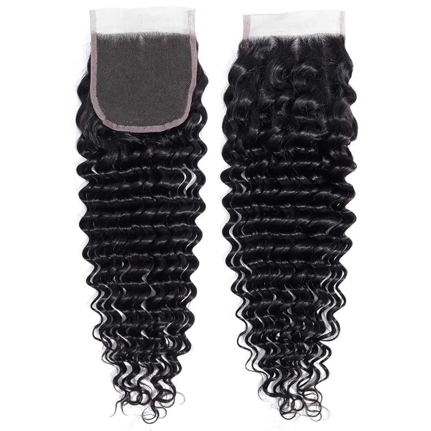 Deep Wave 4X4 Lace Closure Brazilian Human Hair 150% Density 12A Unprocessed Wet and Wavy 4X4 Lace Closure with Baby Hair Free Part Natural Black 10Inch