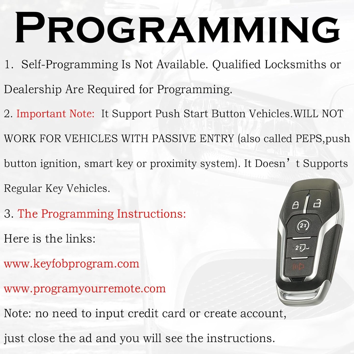 Keyless Entry Remote Push Start Button Smart Proximity Control Key Fob Replacement Fits for Ford F-Series F-150 F-250 F-350 F-450 2015 2016 2017 164-R8117 M3N-A2C31243300 902 Mhz