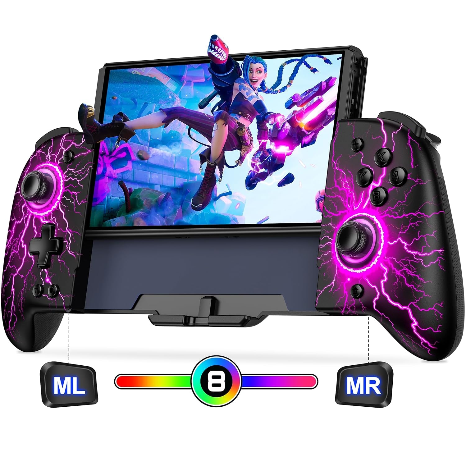 Switch Controllers for Nintendo Switch/Oled Controller, Switch Wireless Pro Controller One-Piece Joypad, Full-Size Ergonomic Handheld Mode Controller with Battery/Rgb/Turbo/Programming(Black)