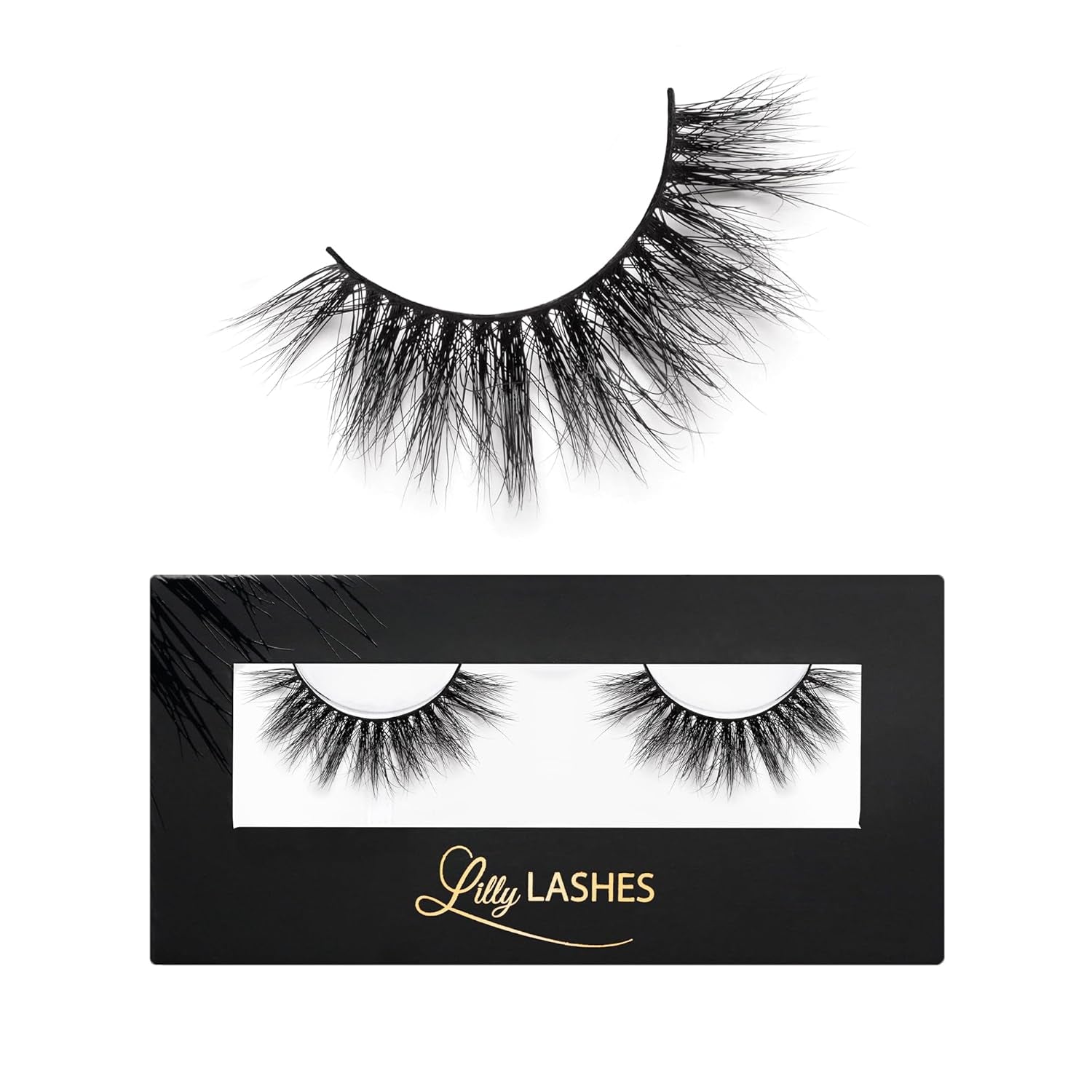 Miami Flare 3D Mink Lashes, Mink Eyelashes, the Original Lilly Lash for Wispy & Natural Look, Reusable Eyelashes up to 25X, Fluffy Lashes, Strip Lashes, Lash Glue Not Included