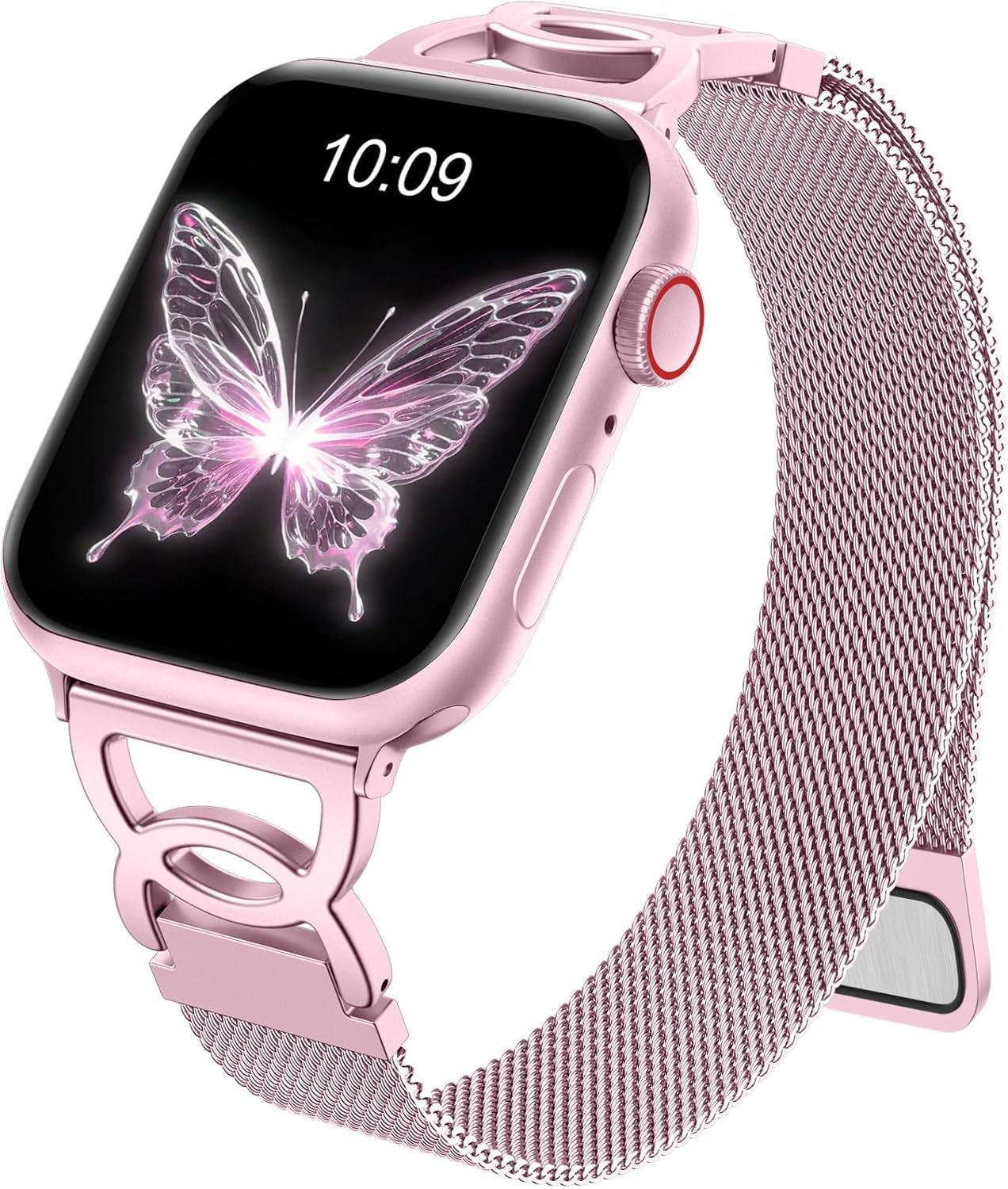 Slim Milanese Loop Compatible with Apple Watch Band 40Mm 41Mm 38Mm 42Mm 44Mm 45Mm 46Mm 49Mm Women, Thin Stainless Steel Mesh Loop Magnetic Wristbands for Iwatch SE Series 10 9 8 7 6 5 4 3 2 1