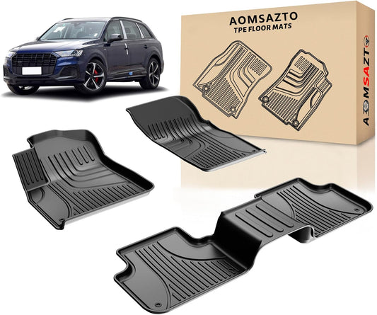 2025 Q7 Floor Mats: All Weather Floor Mats Custom Fit for 2017-2025 Audi Q7/Q8 1St and 2Nd Row All Weather TPE Floor Liner