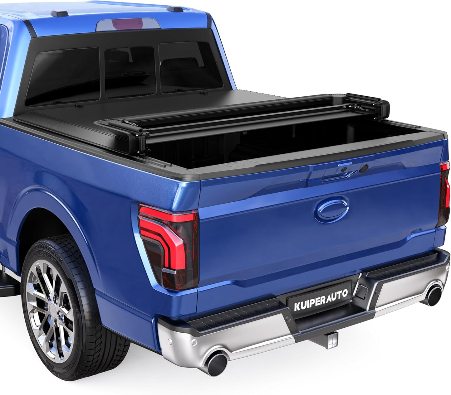 Quad 4-Fold 6.5 FT Soft Folding Truck Bed Tonneau Cover Compatible with 2009-2014 Ford F150 F-150 Styleside Fourth Fold (Excl Raptor Series) without Utility Track System Truck Bed Cover