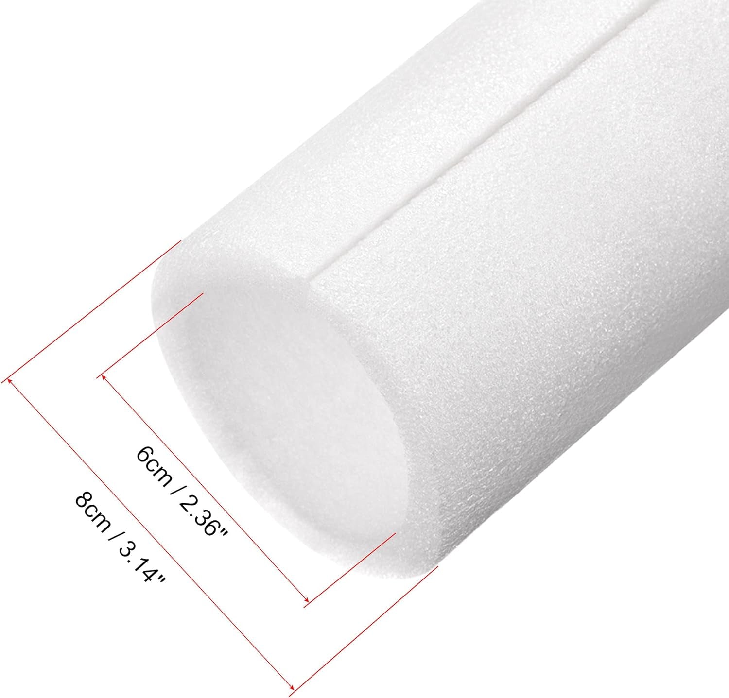 Foam Tube Pipe Insulation Freeze Protection Cover 3.28 Ft Length 2.36In ID 3.14In OD Pipe Insulation Kits White 1 Pack