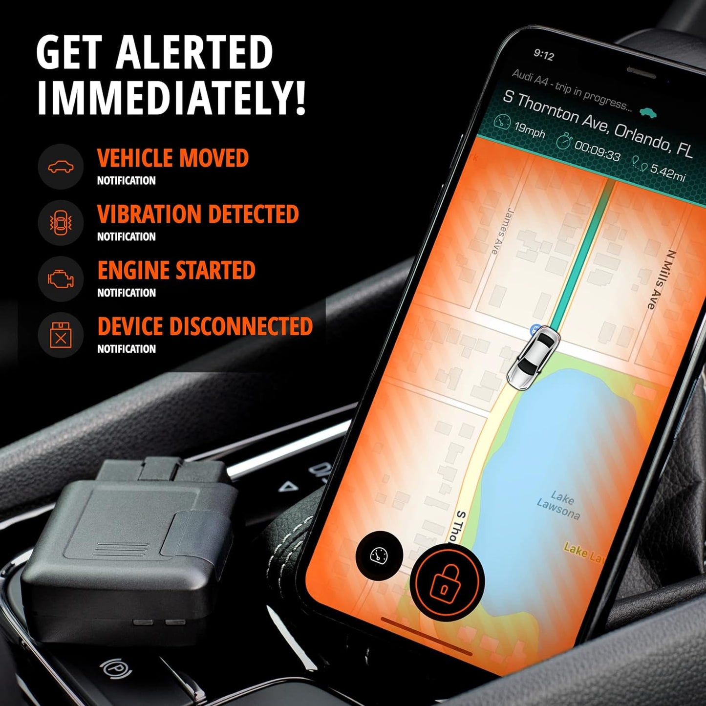 anti Theft Car Device - Real Time 4G Car Tracker & Car Alarm System. Comes with Device & Phone App. Tracks Your Car in Real Time & Notifies You Immediately of Suspicious Behavior.Obd Plug&Play TRUCK DRIVER