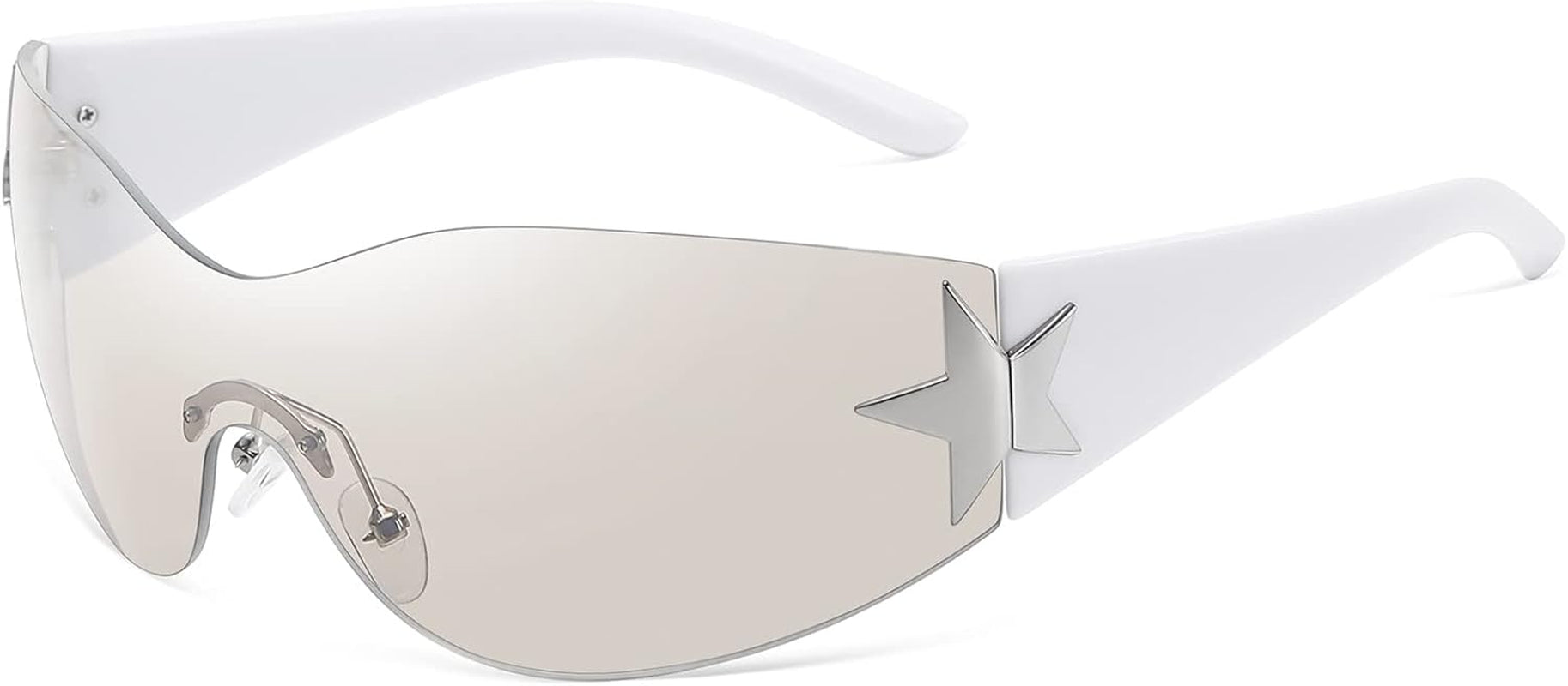 Y2K Sunglasses for Women Men Shield Wrap around Fashion Sunglasses Trendy Oversized Frameless Sun Glasses