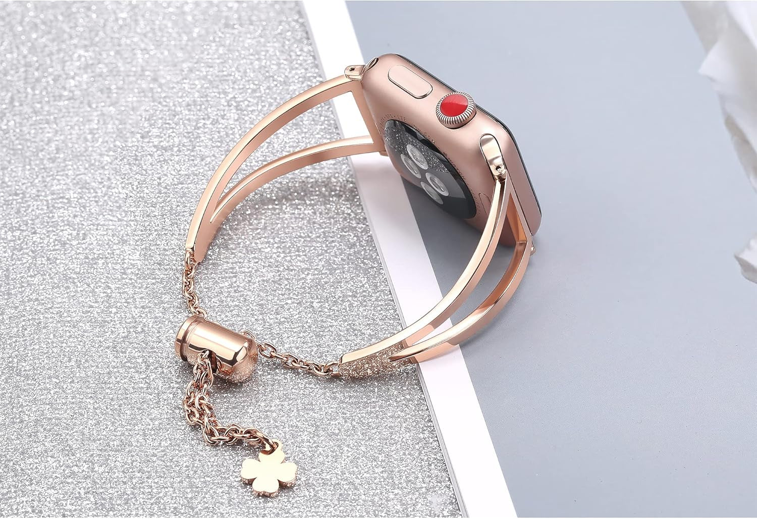 Stainless Steel Bands Compatible with Apple Watch Bands 38Mm 40Mm 41Mm 42Mm 44Mm 45Mm Iwatch Series 9/8/7/6/5/4/3/2/1/SE, Dressy Metal Bangle Bracelet Women