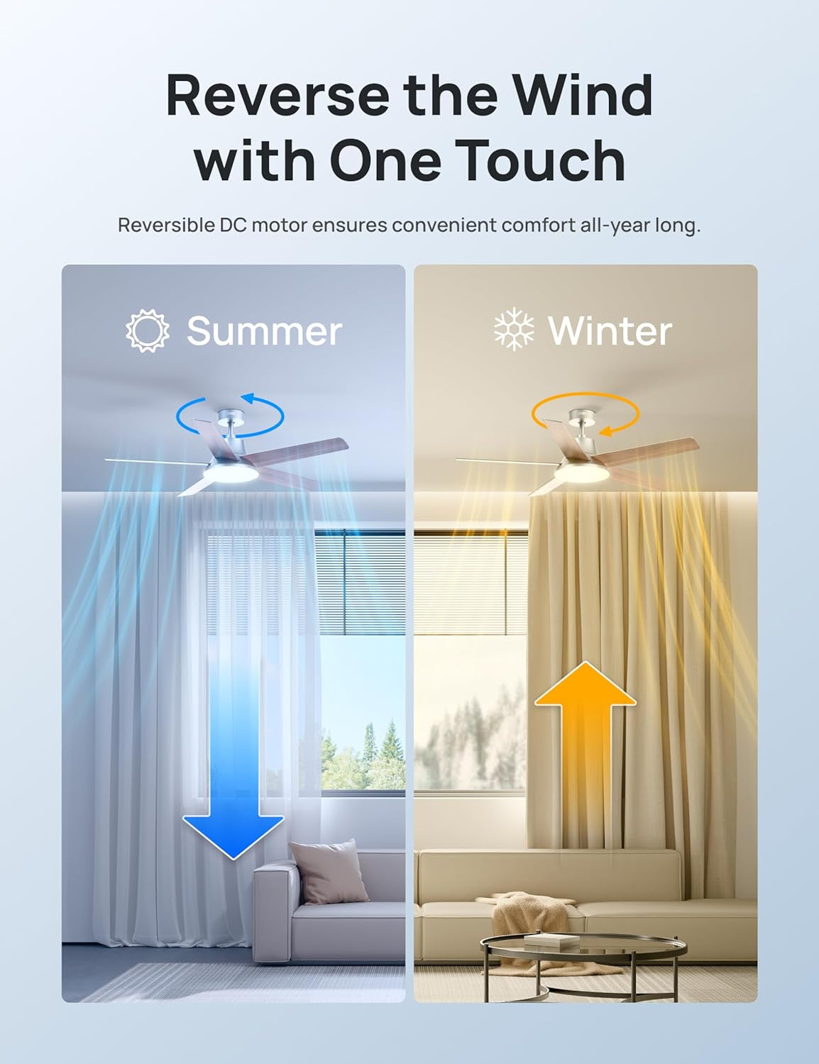 Ceiling Fans with Lights and Remote, 52 Inch, 6 Speeds, 5 Color Tones Dimmable LED, Quiet Reversible DC Motor, 8H Timer, Silver Ceiling Fan for Bedroom, Living Room, Easy to Install