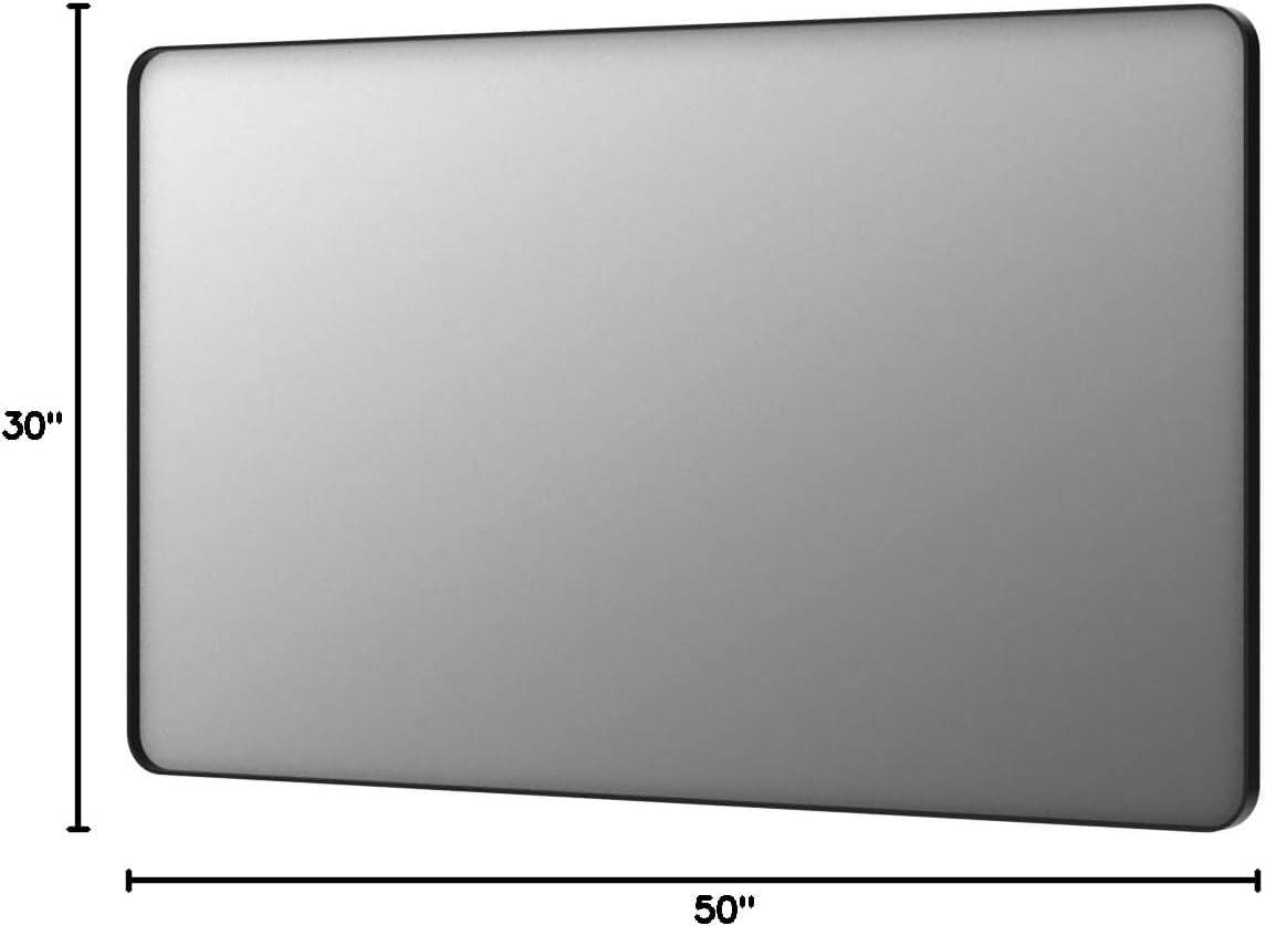 50X30 Inch Black Metal Framed Bathroom Mirror for Wall, Matte Black Bathroom Vanity Mirror Farmhouse, Large Rounded Rectangle Mirror, Anti-Rust, Tempered Glass, Hangs Horizontally or Vertically