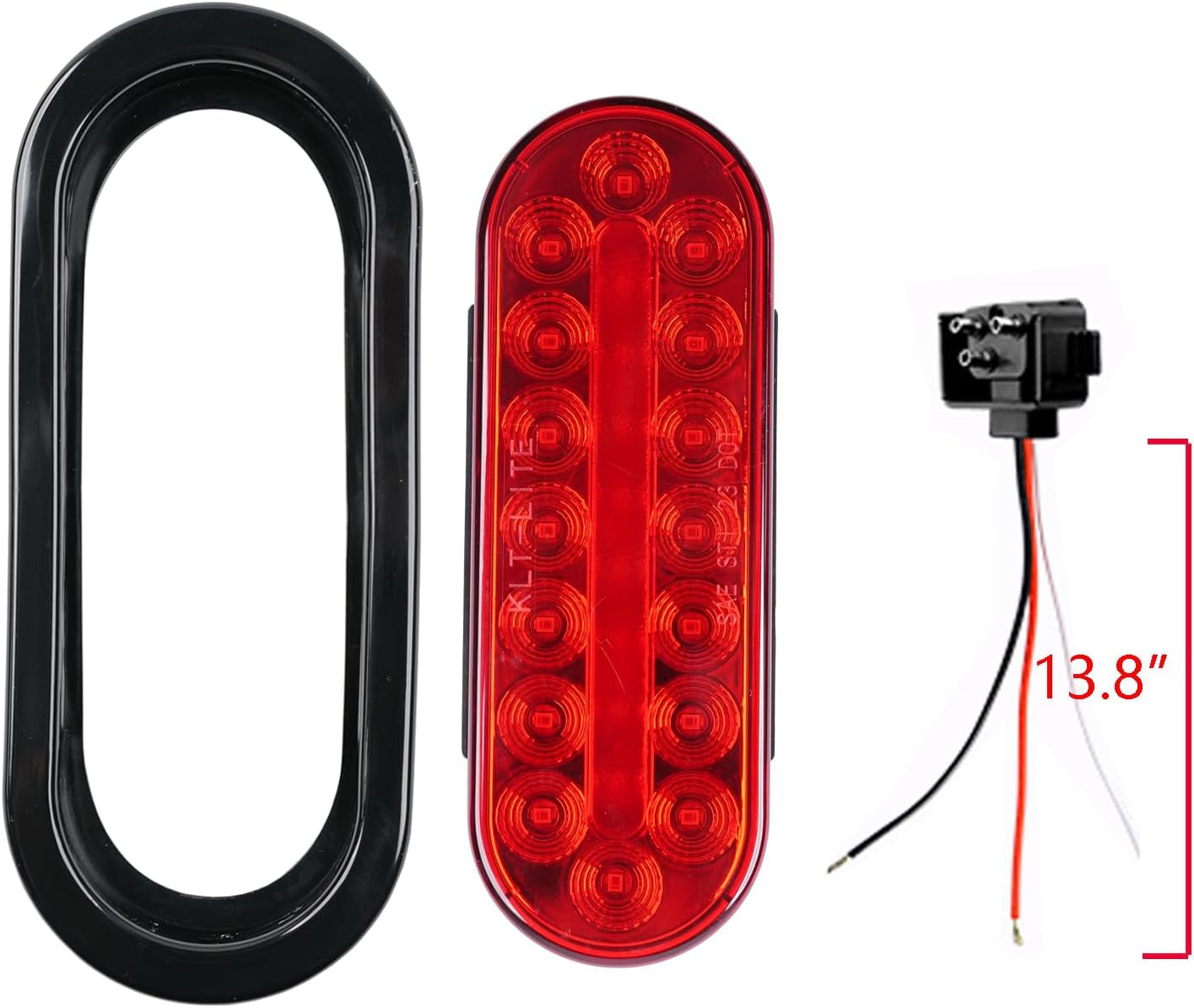 2Pcs 6" Oval LED Red Tail Trailer Light 24Leds, IP65 Waterproof, Stop Brake Turn Signal Reverse Marker, Surface Mount, for Bus Lorry Camper Boat Bus Truck RV Pickup Golf Cart Motorcycle(Red 24 LED) TRUCK DRIVER