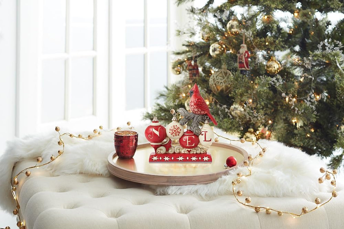 Jim Shore Heartwood Creek Nordic Noel Christmas Cardinal Figurine- Stone Resin Hand Painted Crafted Collectible Figurines Christmas Home Decor Statue, 6.69 Inch