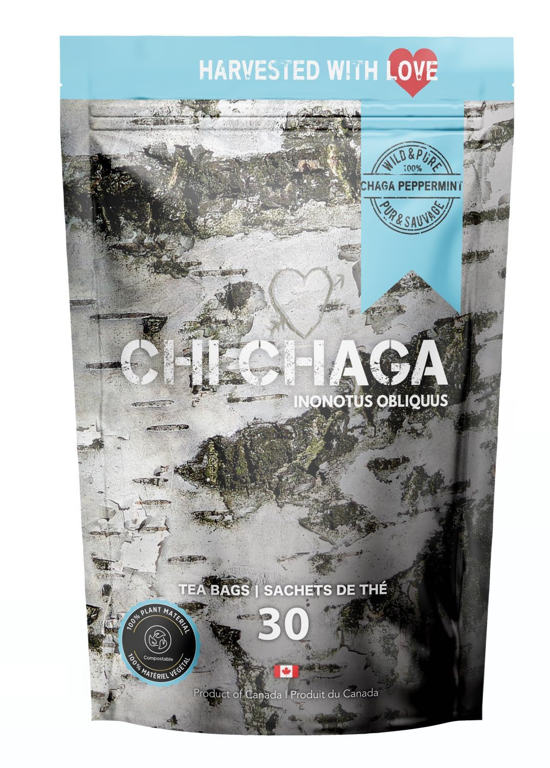 Premium 100% Wild Harvested Chaga Mushroom & Chamomile Combo - 30 Tea Bags TLBH