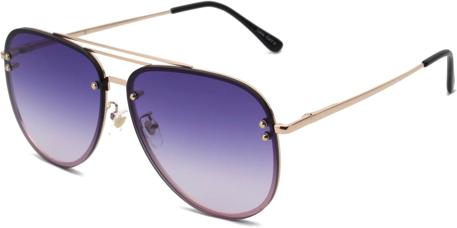 Premium Rimless Oversized Aviator Sunglasses for Women, Polarized PC Lens UV Protection Women’S Shade VF2203