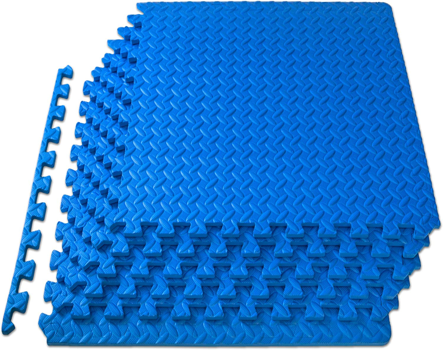 Puzzle Exercise Mat ½ In, EVA Interlocking Foam Floor Tiles for Home Gym, Mat for Home Workout Equipment, Floor Padding for Kids, Black, 24 in X 24 in X ½ In, 48 Sq Ft - 12 Tiles