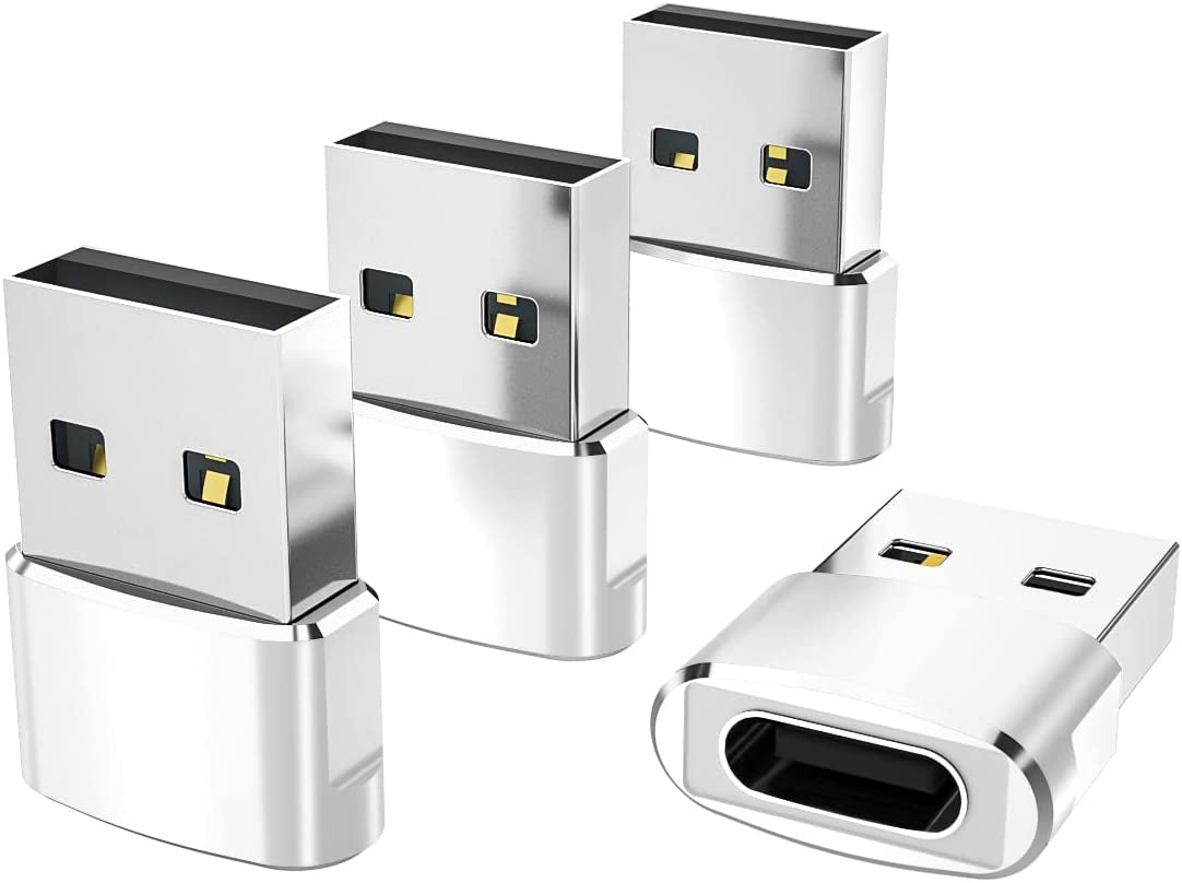 USB to USB C Adapter 4 Pack,Usbc Female to a Male Car Charger,Type C Converter for Iphone 16 16E Pro Max,15 14 13 12 Plus,Apple Watch Iwatch 10 9 8,Airpods,Ipad Air Mini 6 7,Samsung Galaxy S25