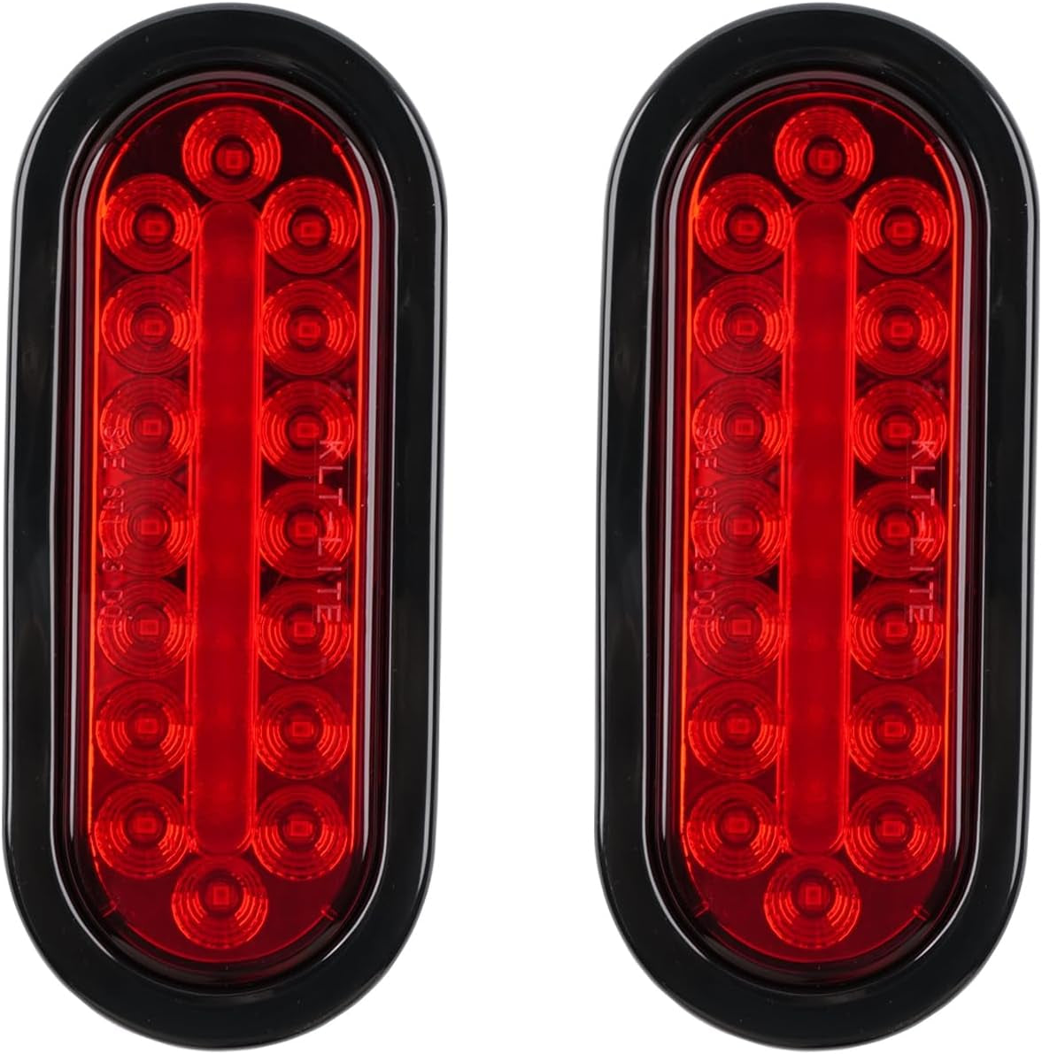 2Pcs 6" Oval LED Red Tail Trailer Light 24Leds, IP65 Waterproof, Stop Brake Turn Signal Reverse Marker, Surface Mount, for Bus Lorry Camper Boat Bus Truck RV Pickup Golf Cart Motorcycle(Red 24 LED) TRUCK DRIVER