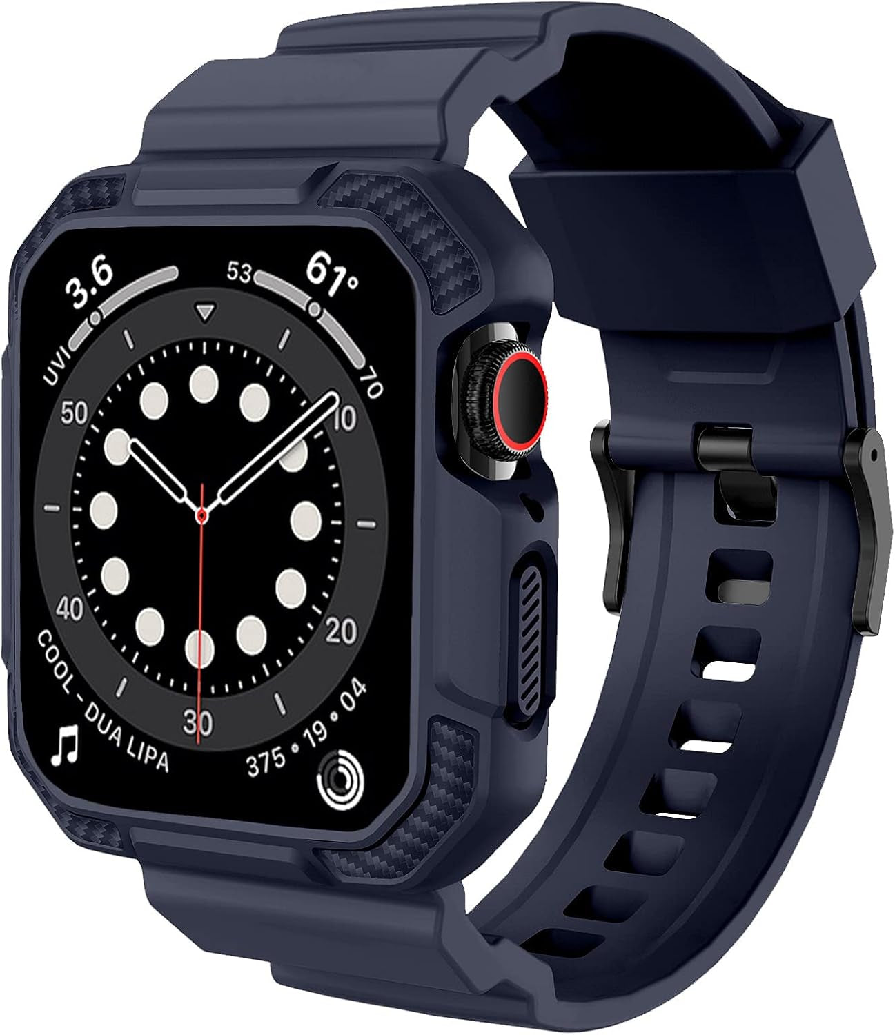 Compatible with Apple Watch Band 42Mm Series 10 with Case, Shockproof Rugged Band Strap for Iwatch Series 10 42Mm with Bumper Case Cover Men Women, Matte Black