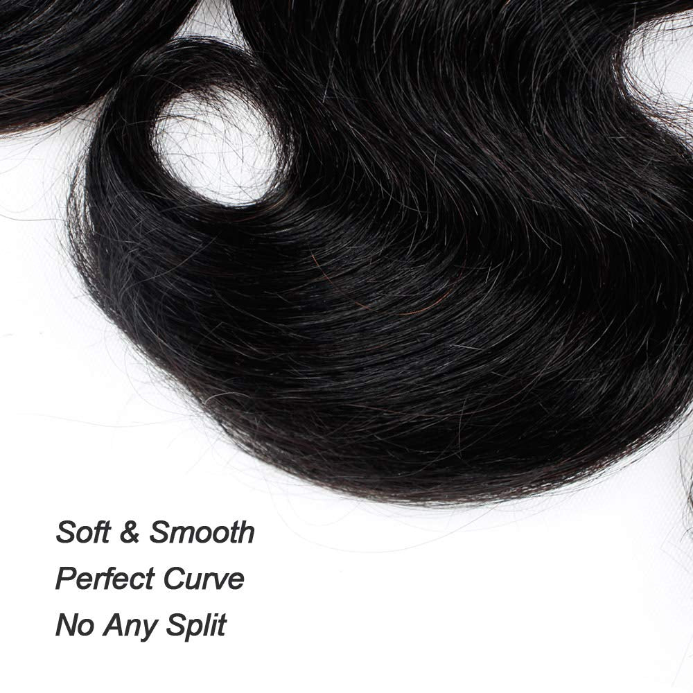 Hair Beauty Short Brazilian Virgin Hair Body Wave 6Pcs Bundles with Closure 8Inch Bob Weave Human Hair with Closure Short Hair Extensions Natural Black (8 Inch (Pack of 6), 1B)