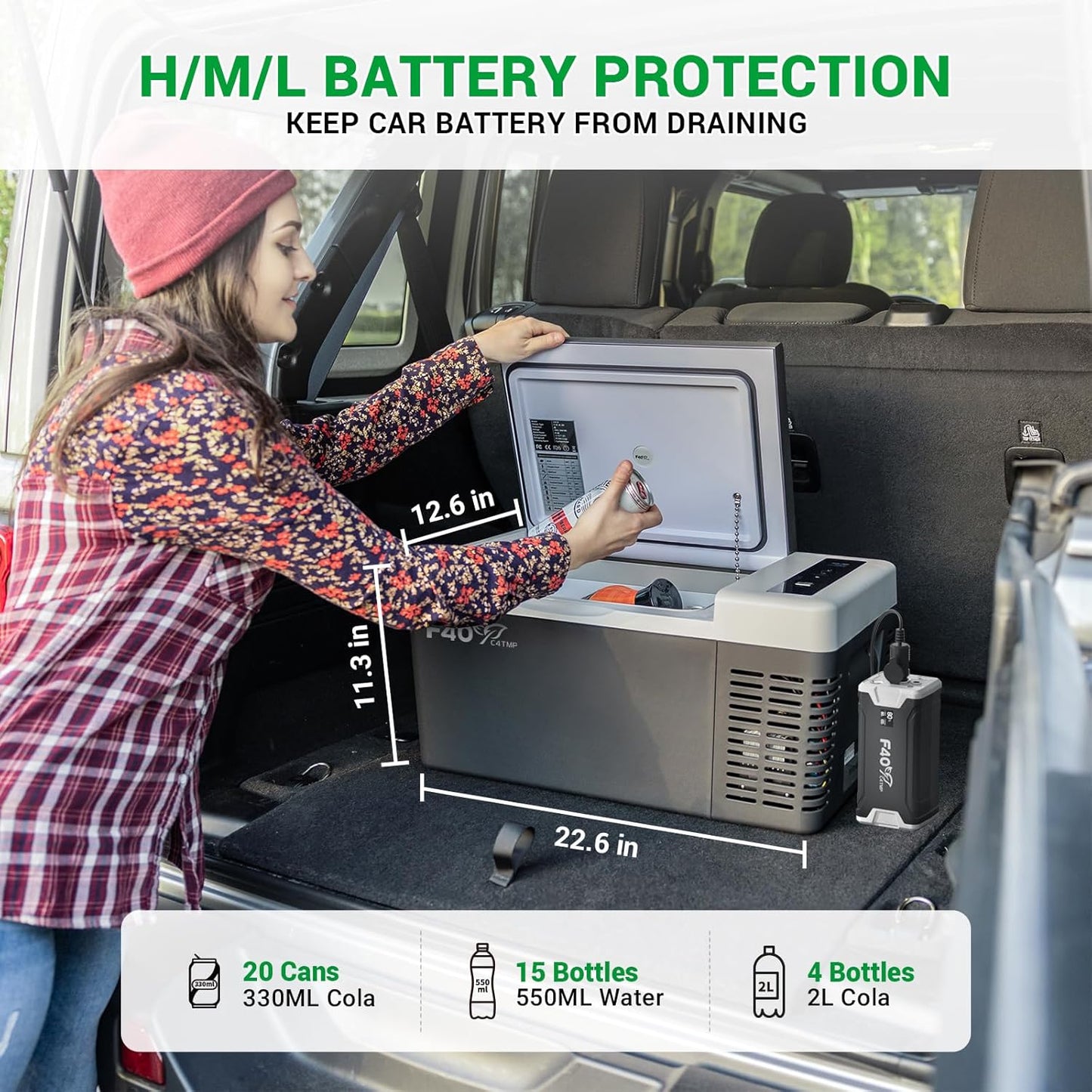 12 Volt Refrigerator, 20 Quart(18L) Portable Freezer, 12V Car Fridge(-8℉~50℉), Compressor Cooler for Camping, Road Trip, Travel, Van, Truck, RV, Boat, Outdoor, Home, 12/24V DC & 100~240V AC TRUCK DRIVER