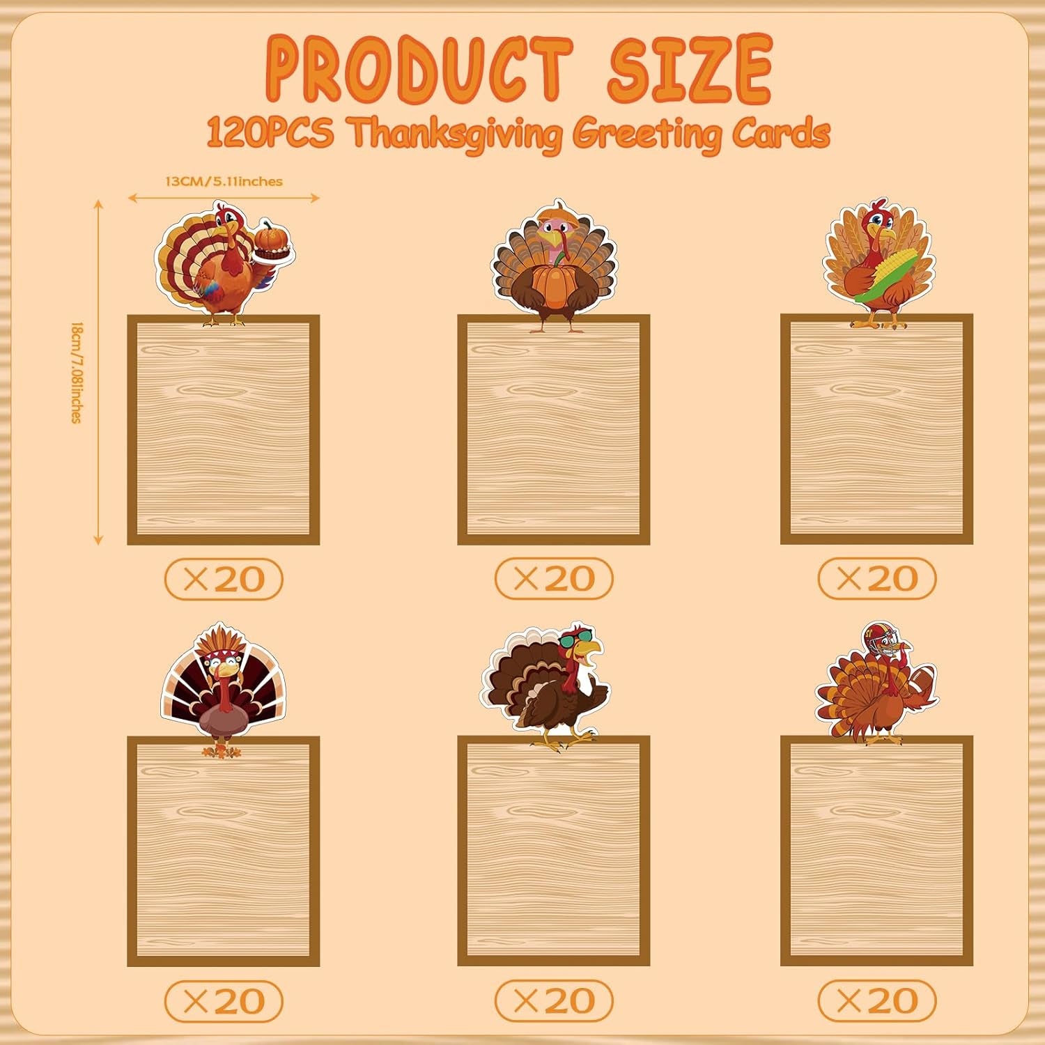 120Pcs Large Bulletin Board Name Tag Note Cards - 7X5Inches Brown Thanksgiving Turkey Cutouts with Glue Points,Craft Thanksgiving Bulletin Board Decoraion for Indoor Outdoor Decor Supplies