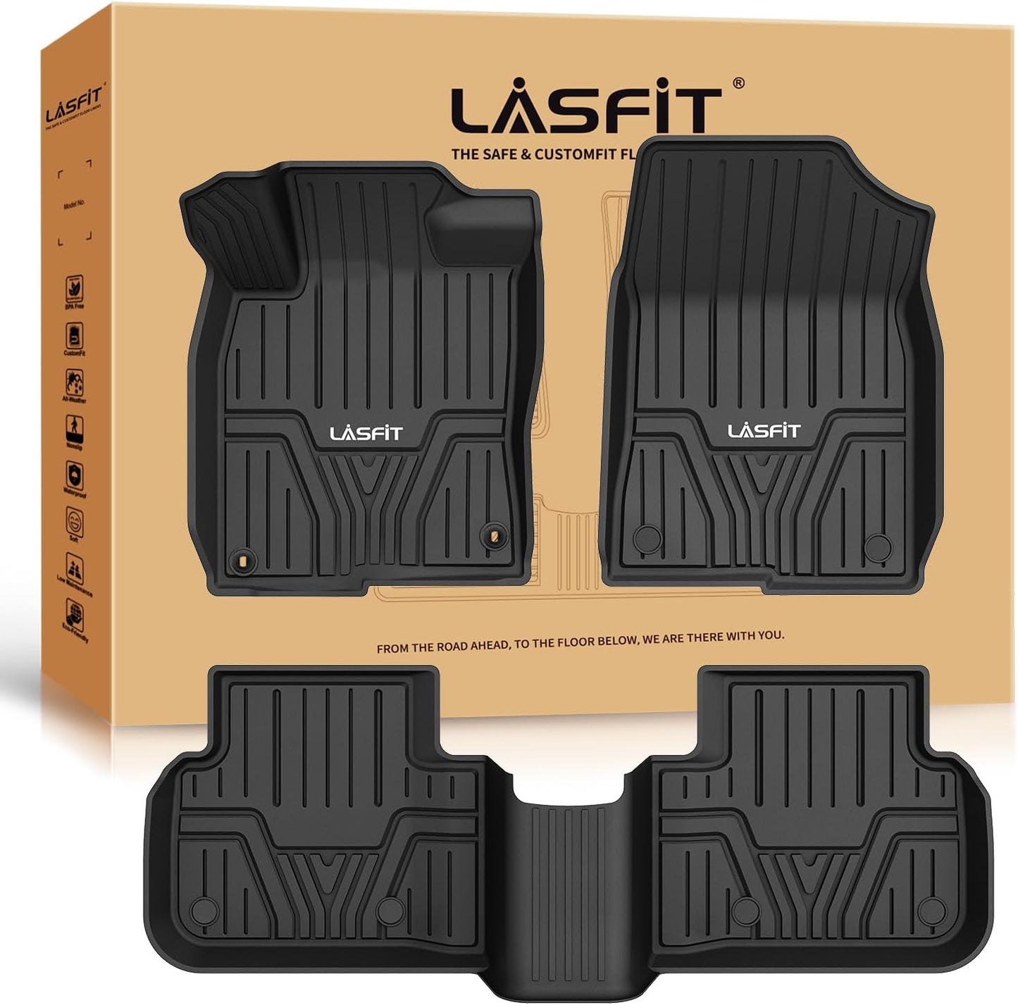 Floor Mats for Honda CR-V 2023-2025 (Include CR-V FCEV & Hybrid Models) All Weather Protection TPE Car Liners, 1St & 2Nd Row Black