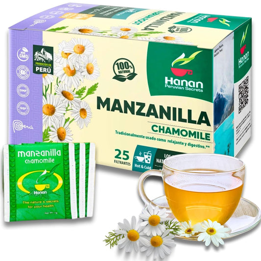 Chamomile Tea 25 Herbal Teabags of Te De Manzanilla Natural Dried Camomile Tea from Peru by TLBH