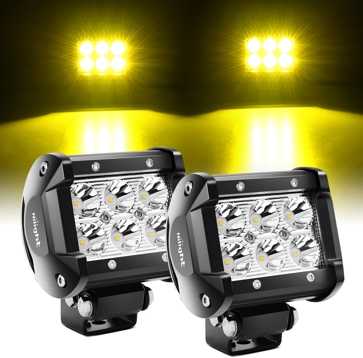 Led Pods 2Pcs 18W 1260LM Spot Led off Road Lights Super Bright Driving Fog Boat Lights Led Work Light Bar for Trucks Pickup Golf Cart SUV ATV UTV 4X4 Van Camper