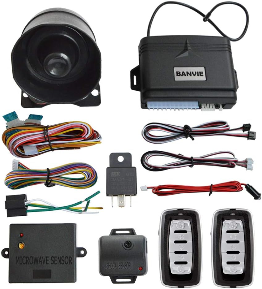 Car Alarm System, Security Antitheft Alarm Systems with Keyless Entry, with Microwave Sensor & Shock Sensor