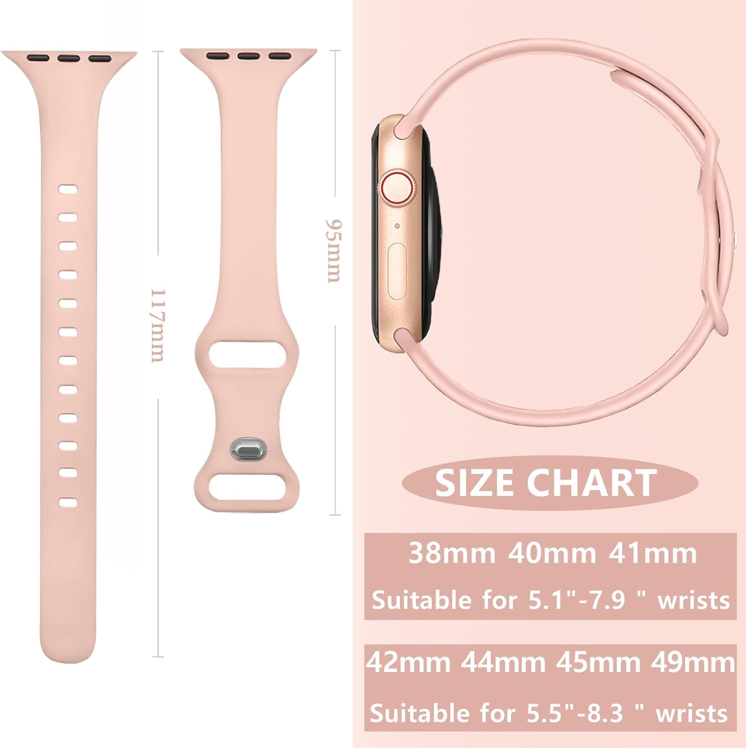 4 Pack Slim Watch Band Compatible for Apple Watch Band 38Mm 40Mm 41Mm 42Mm 44Mm 45Mm 49Mm,Soft Silicone Slim Sport Watch Band Compatible with Iwatch Apple Watch Series Ultra 8 7 6 5 4 3 2 1 SE Women Men