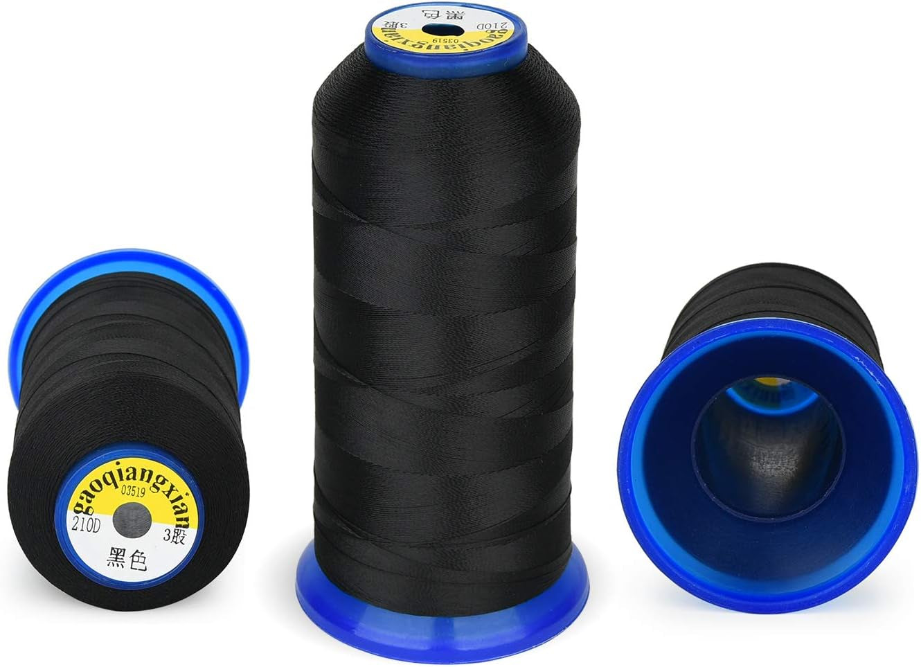 Heavy Duty Thread 1800 Yards Size T70#69 210D/3 All Purpose High Strength Polyester Sewing Thread for Weaves, Upholstery, Jeans and Weaving Hair, Drapery, Beading, Purses, Leather (Black)