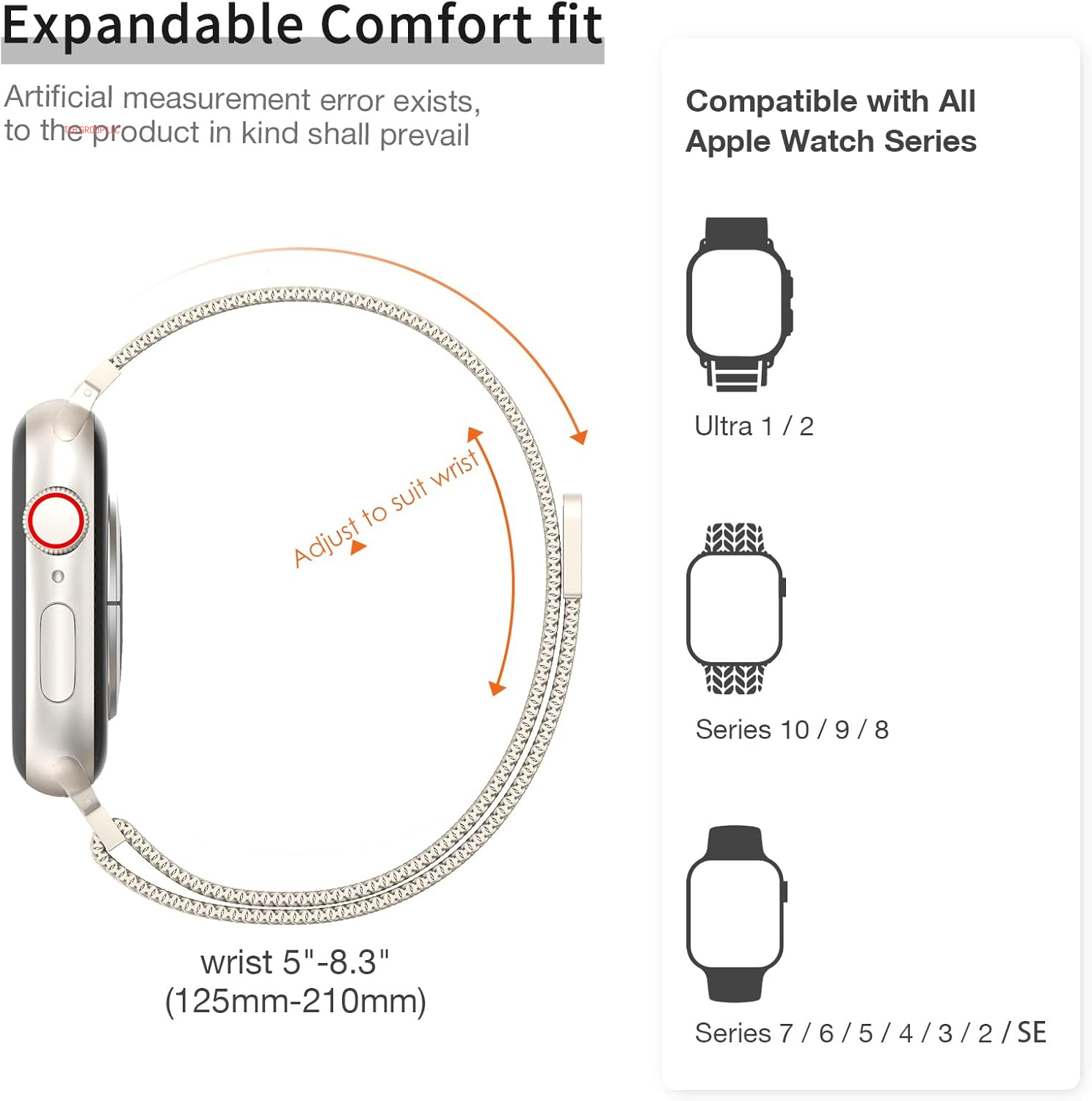 Slim Milanese Loop Compatible with Apple Watch Band for Women 40Mm 41Mm 38Mm 42Mm 44Mm 45Mm 46Mm, Stainless Steel Magnetic Mesh Strap Work on Iwatch Series10 9 8 7 6 5 4 3 2 1 SE